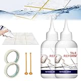 Waterproof Tile Gap Repair Filler, Tile Gap Repair Filler, Tile Repair Kit, Tile Reform Grout Filler, Grout Tiling Tile Reviver Repair, Tile Grout Repair Kit for Living Room Floor, (2pcs 280ml,White)
