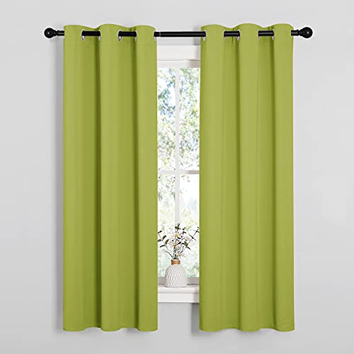 Image of NICETOWN Blackout Curtain Panels for Living Room, Thermal Insulated Solid Grommet Top Blackout Draperies /Drapes for Christmas Window (1 Pair, 34 x 63 inches in Fresh Green)