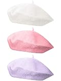 HESTYA 3 Pcs Wool Beret Hat French Style Wool Beanie Cap Solid Color Winter Hat for Women and Girls Casual Use...