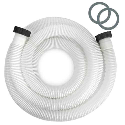Conderyang 15ft 1 1/2" Pool Hose for Above Ground Pools Long Pool Pump Replacement Filter Hoses 1.5" EVA Swimming Pool Filter Hose for Filter Pumps, Saltwater Systems and Sand Filters (White)