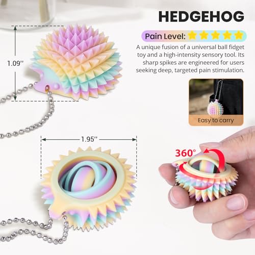 4 PCS Little Ouchies Pain Fidget, Pain Stim Fidgets for Adults, Spinning Spiky Roller Fidget - Pain Stim Tool Sensory Toy for Anxiety & Stress Relief, 3D Printed Grippie Stim Keychain Gifts for Adults - Image 5