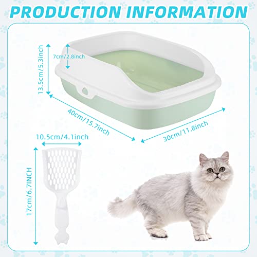 3 Pieces Plastic Cat Litter Boxes With Scoop Top Open Kitten Litter Pan Assorted Colors Cat Litter Tray For Small Large Cat Dog Supplies, Blue, Green, Pink (High Edge Style) #TOP1