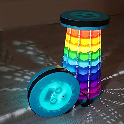 折りたたみ椅子 LEDライト付き 折り畳み椅子 軽量 コンパクト 耐荷重150kg アウトド キャンプ アチェア 高さ調節 6.5-45cm 持ち運び 1秒開閉可能 伸縮式スツール 防水 持ち手付き 肩掛け ポータブル 釣り/フェス/運動会/観戦/屋内/屋
