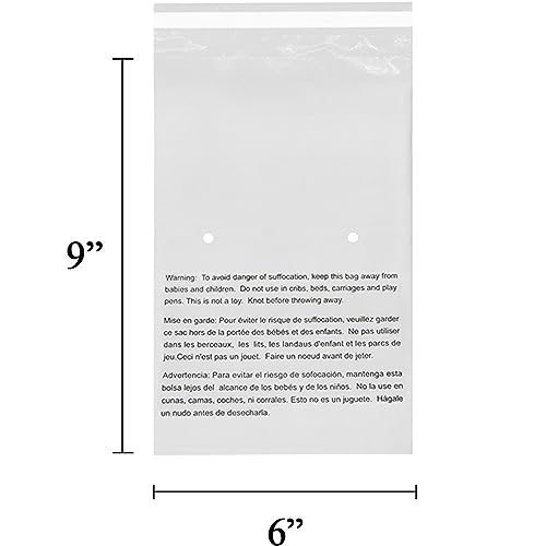 30 6x9 Self Seal Suffocation Warning Clear Poly Bags 1.5 mil 6 x 9