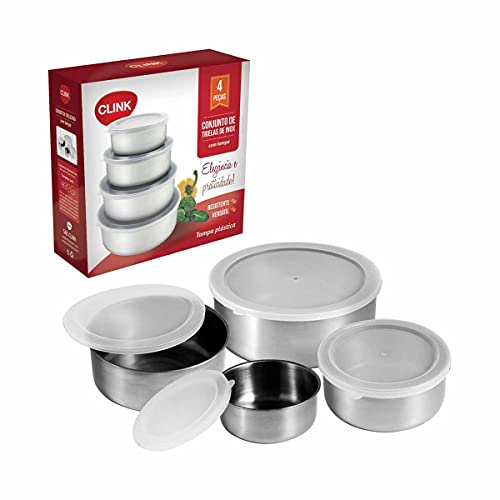 Conjunto de Tigelas Potes De Inox 4 Peças - Clink
