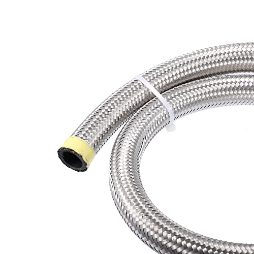 X AUTOHAUX 3ft 12AN Fuel Hose AN12 Universal Car Braided Stainless Steel CPE Oil Fuel Gas Line Hose Silver Tone by X AUTOHAUX - Image 6