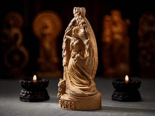 Estatua Freya Decoración Nórdica Escultura de Madera miniatura 5