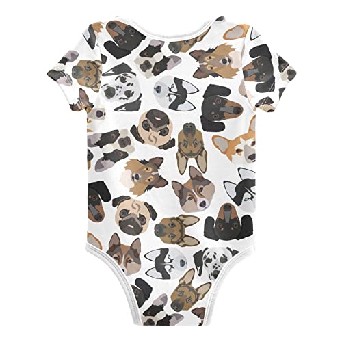 Pigsaly Dog Head Seen Unisex Baby Bodysuits Husky Puppy Newborn Short Sleeve Summer Jumpsuit Boy Girl 3M #TOP1