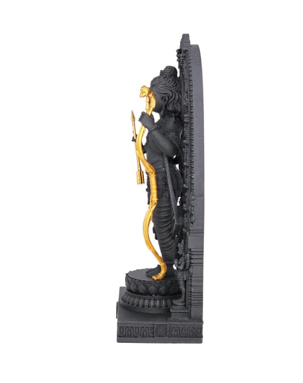 Image of Lord Ram Black Gold Idol with Arch Premium 6 Inch Ram Lalla Murti for Home Temple Pooja Room Office Spiritual Decor and Gifting Purpose