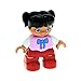 Produktbild 1 x Lego Duplo Figur Kind Mädchen Schwester Hose rot Top rosa weiss mit Schleife Haare Zöpfe schwarz 47205pb032