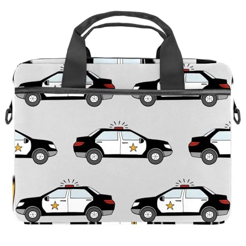 Bolsa bandolera para laptop de 14 pulgadas con diseño de coches de policía multicolor