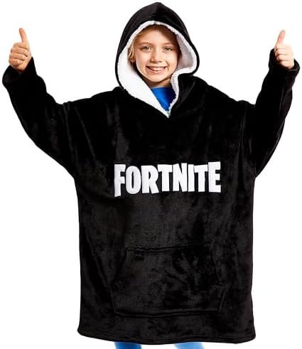 Fortnite Oversized Hoodie Blankets for Boys Fleece Extra Long Warm Wearable Hooded Poncho for Kids and Teens 14+, Gamers Gifts