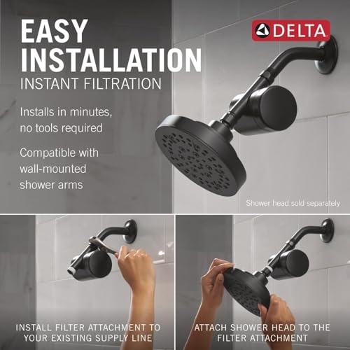 Delta Faucet Clarifi Standard Shower Filter Attachment with Filter, Shower Water Filter, Shower Head Filter, Matte Black 7SF100-BL by DELTA - Used condition - Image 4
