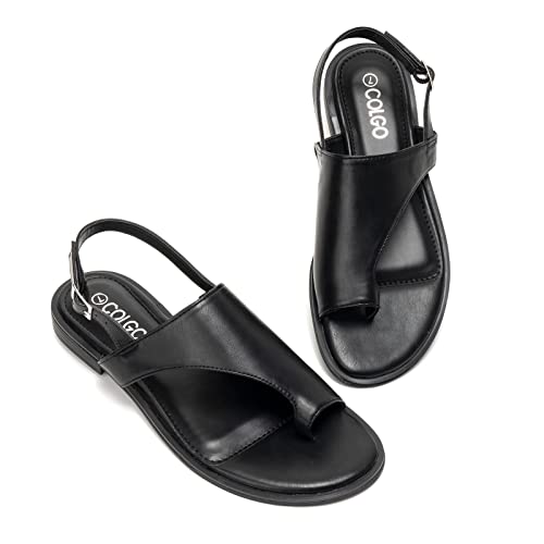 Colgo Womens Flat Sandals Comfort Casual Dressy Sandals For Women(Black, 6) #TOP6