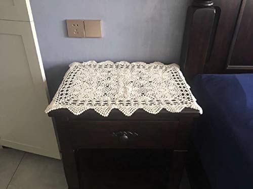 Damanni Rectangular Cotton Handmade Crochet Lace Table Runner Doilies Table Dresser Scarf Décor,16 Inch By 24 Inch，Beige #TOP5