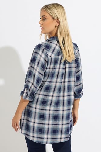 Yours Curve Navy Check Overhead Shirt - Women's - Plus Size Curve - Image 2