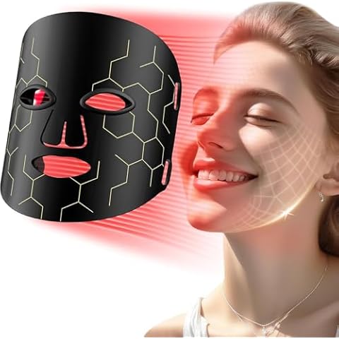 Red Light Therapy Mask for Face, 8 Modes LED Face Mask Light Therapy with 288 LEDs, 630nm & 850nm Infrared Light Therapy Mask at Home, Portable with Timer & 2600mAh Remote Control. Cover
