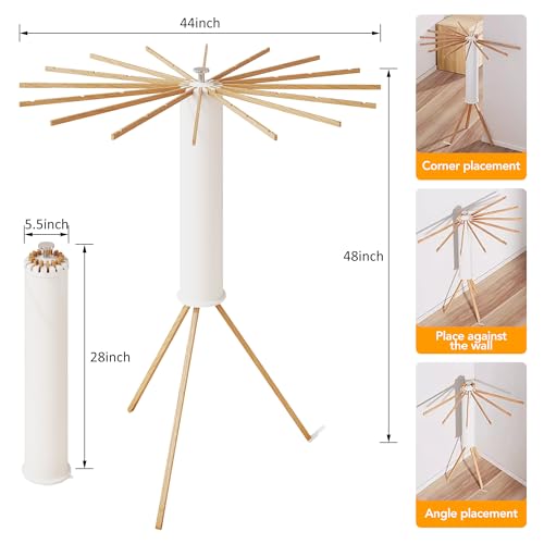 LIENAHU Clothes Drying Rack Tripod,Drying Rack Clothing,Laundry Drying Rack,Floor Standing,16 Wooden Poles,Collapsible Drying Racks for Laundry,Retractable,Foldable,Folding by LIENAHU - Image 3
