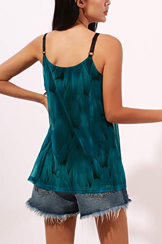 Baishenggt Women's Sleeveless Strappy Flowy Pleated Mesh Tank Tops Cami Shirts Blouse Peacock Blue Xl #TOP2