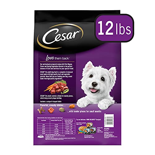 Cesar Small Breed Dry Dog Food Filet Mignon Flavor With Spring Vegetables Garnish Dog Kibble, 12 Lb. Bag #TOP1
