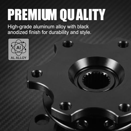 Car Quick Release Steering Wheel, 6-hole Steering Wheel Quick-release Hub Adapter, Aluminum Car Steeringwheel Raising Height Quick-release Adapter, Universal for Most Vehicles (Black) — 사진 5