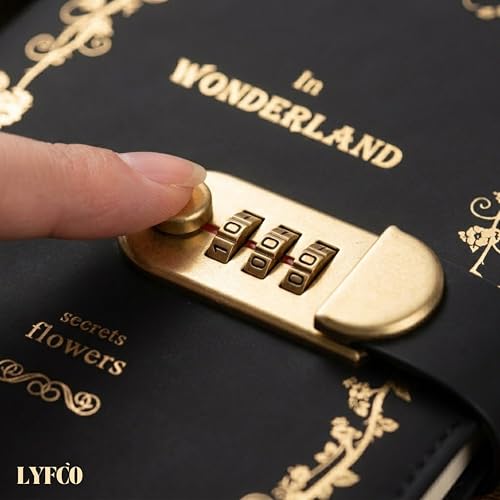 Image of Diary with Lock, A5 Personal Notebook with 3-Digit Combination Lock, PU Leather Journal for Women & Men | Secret Writing Notebook for Girls, Boys, Office & School and Gifts (22 X 15 CM) (WONDERLAND)