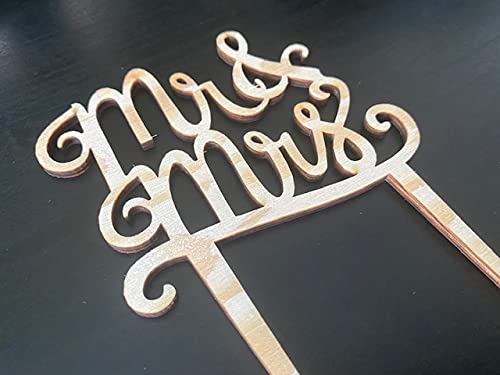 Pet-Jos Cake Topper Mr & Mrs drewniany tort weselny ślub Mr Mrs Cake Topper Jubileusz Ciasto Dekoracja Party Dekoracja Wedding Cake Topper Custom