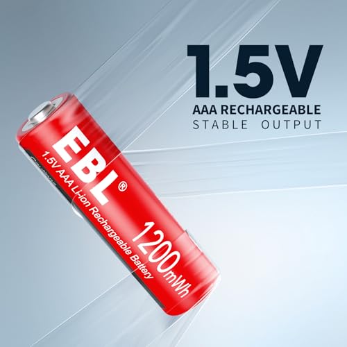 Image of EBL AAA Lithium Rechargeable Batteries 1200mWh, 8 Pack 1.5V Triple A Batteries Over 1200+ Cycles Times with 1.5V & 1.2V Universal AA AAA Battery Charger