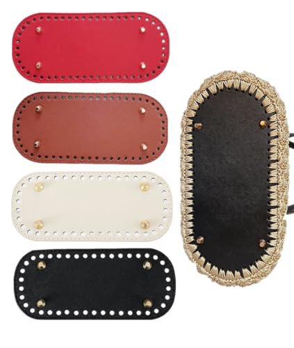 Ikruidy 4 piezas Bolsa Cojín Inferior 22 * 10cm Base Bolso Crochet Oval Crochet Bolsa Inferior de PU con Agujeros para Bolso Fabricación de Monederos Bolso de Hombro Accesorios de Bricolaje