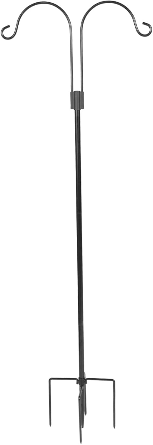 Double Shepherd Hook for Outdoor Use Durable Iron Garden Stake for Hanging Bird Feeders Solar Lights Lanterns and Flower Baskets Decor