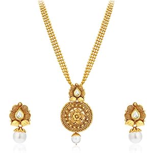 Sukkhi Graceful Pearl Gold Plated Wedding Jewellery Kundan Necklace Set For Women (2581NKDP450)