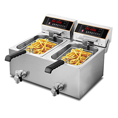 CFYP Professionelle Elektrische Fritteuse, Kommerzielle Fritteuse-Timer und Wasserhahn-Ablassventil Edelstahl-Fritteuse…