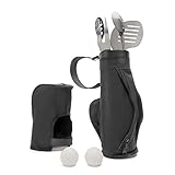 Monbix GF-70706 6 Pieces Golf-Club Style BBQ Grill Set with Long Heatproof Grips - Stainless Steel Barbecue Accessories with Golf-Club Bag