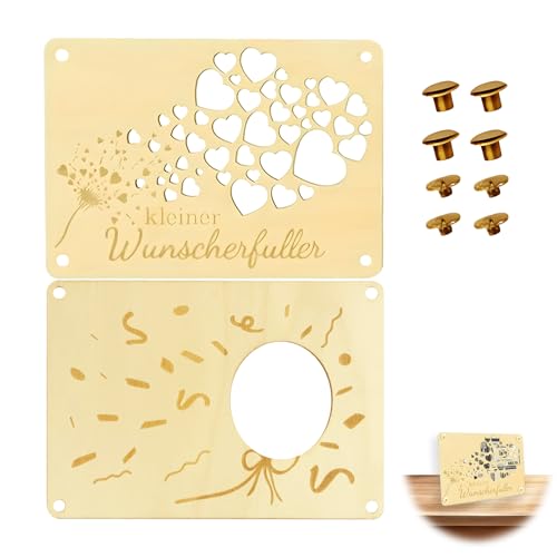 Tarjeta de Madera, Tarjeta de Felicitación de Madera Regalo Dinero Boda Creativo Tarjetas de Regalo de Dinero con Diseño Corazones Ideal para Parejas y Aniversarios Confirmación(Corazón Junta)