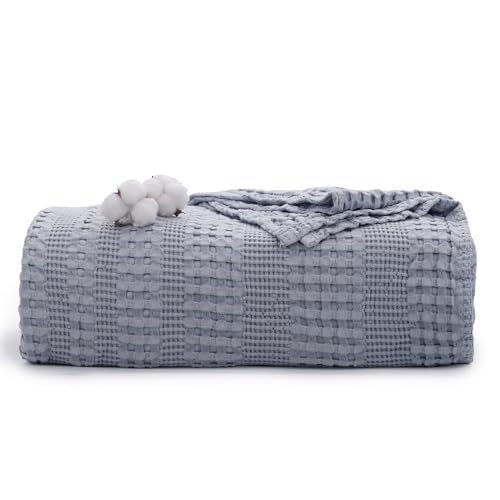 DELIGHT HOME Cooling Cotton Waffle Weave Throw Blanket - Lightweight Breathable Blanket of 50% Rayon...