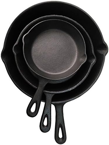 ROYAL KASITE Preseasoned Cast Iron 3 Piece Skillet Set 6.5" 8" 10.5" Fry Pans