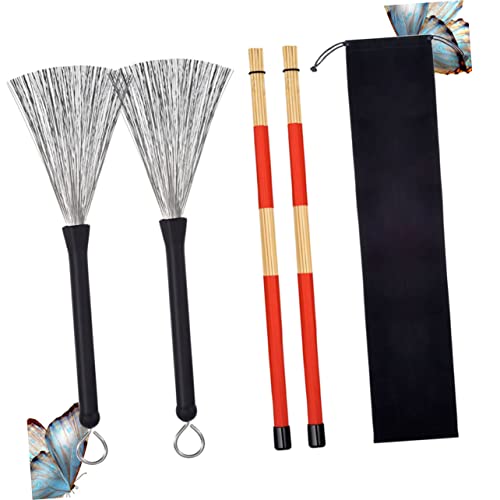 Conjunto de baquetas y cepillos para batería Abaodam con bolsa de almacenamiento, accesorios profesionales para instrumentos musicales acústicos y jazz miniatura 3
