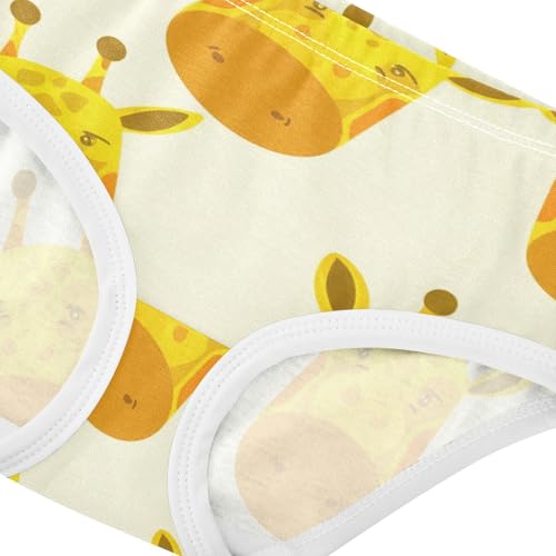 Girls Underwear Toddler 2t Cotton Panties Little Girl Colorful Kids Briefs Undies Cute Cartoon Giraffe Yellow Beige4
