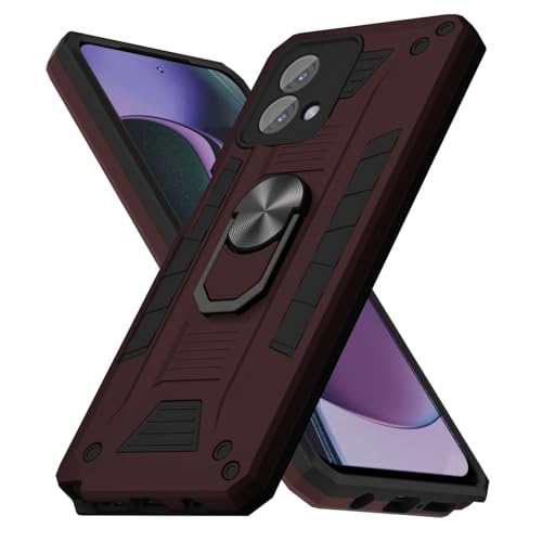 oakxco for Motorola Moto G Stylus 5G 2023 Case with Magnetic Ring Stand Holder, Rugged Military-Grade Camera Protection Phone Case with Kickstand, Heavy Duty Hard Shell Cover for Men Women, Burgundy