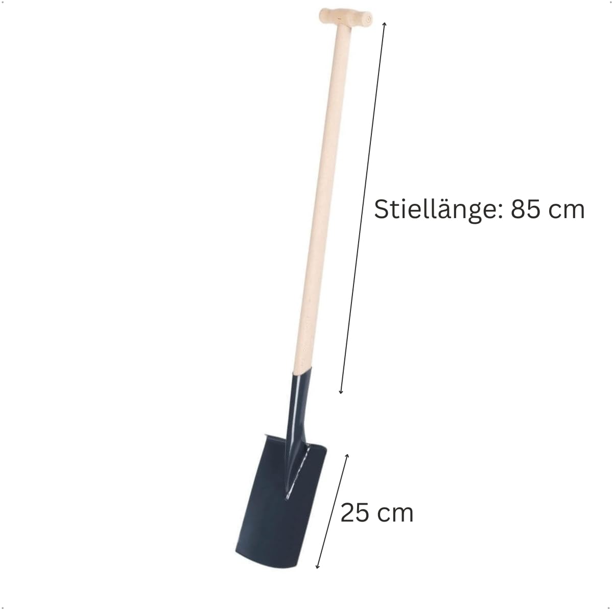 Rekord Damenspaten (Stahl, pulverbeschichtet) mit 85 cm T-Stiel aus Buchenholz, Arbeitsbreite 16 cm, Gewicht 1,6 kg, Gärtnerspaten, für leichtes Umgraben von schweren Böden