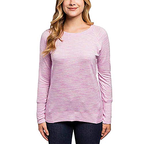 Champion Ladies' Lightweight High-Low Hemline Crew Neck Long Sleeve Tee, Purple, Medium