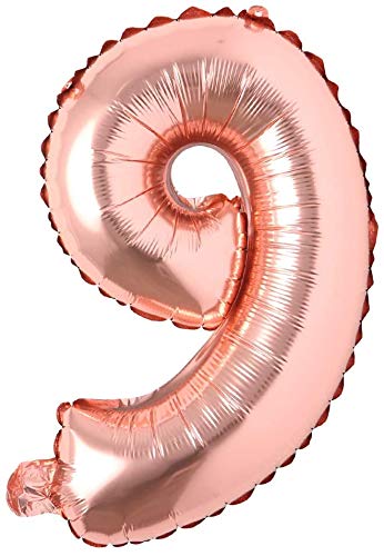 Image of GrandShop 50629 Nine Number Foil Toy Balloon 17 inch Inch - Rose Gold
