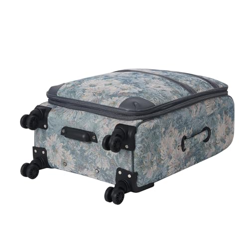 Deluxe Tapestry Blue Floral Collection 3-Piece Luggage Set, Spinner Wheels, Expandable, Lightweight Suitcases. Carry-on (20"), Large (27") and Jumbo (31") (FL1)2