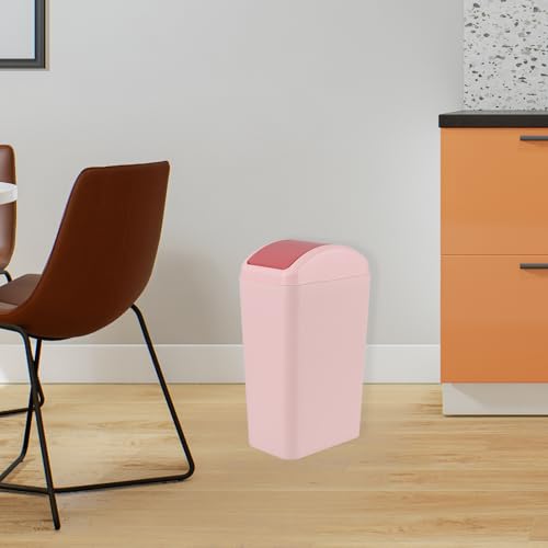 Caneca de basura plástica rectangular rosa 3.5 gal. miniatura 6