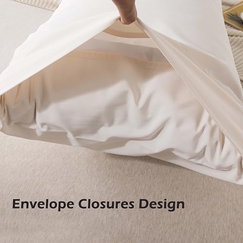 WhatsBedding Standard Size Pillowcases Set of 2, 20x26 Cotton Pillow Case with Envelope Closure, Soft & Breathable Pillow Covers for Bed, Beige