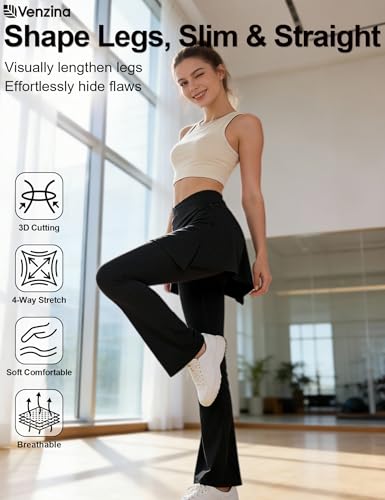 Image of Venzina High Waist Tummy Control Yoga Pants for Women - Super Soft Squat Proof Leggings with 4- Way Stretch for Gym, Running, Yoga & Daily Casual Wear