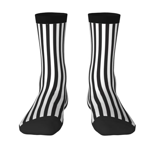 Black & White Stripe Print Crew Socks Unisex Socks Tall,Thick Long Socks Everyday Contrasting Colored Socks - Main Image