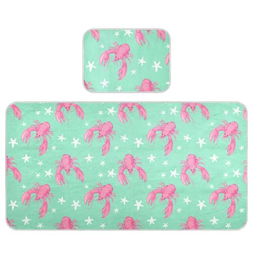 Takiito Pink Lobsters Baby Cooling Mattress Pad, Soft & Breathable Cooling Mat Keep Baby Cool in Summer 28x52 in, Nursery Essential