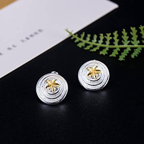 Boucles d'oreilles fleur de pêcher dorée argent S925 style ethnique classique