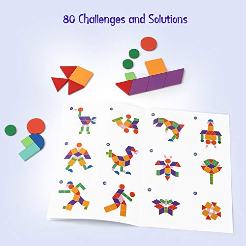 Coogam Wooden Shape Puzzle Pattern Blocks Set, Tangram